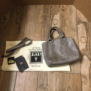 Frye Melissa Mini Tote Leather Cross Body Hand Bag in gray - preowned